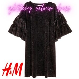 H&M Rainbow Sparkle Velour Cha Cha Dress